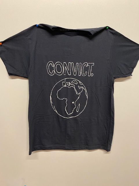 Navy Blue CONVICT WORLD White Print T-Shirt