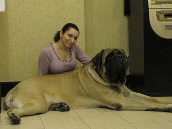 Guest in the hotel, wanted her photo taken with him.
