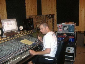 Producer Extraordinaire BJ Davis at the console during the recording of the Sukus album in 2005. Davis also produced Hard To Drag by Suspect Earth.
