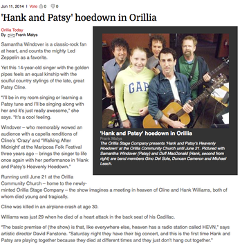  Hank and Patsy's Heavenly Hoedown at the Orillia Community ChurchJun 11, 2014
