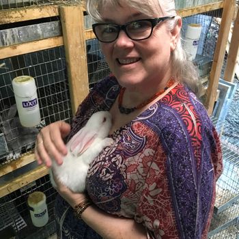 Kate with one of our son Tim's bunnies
