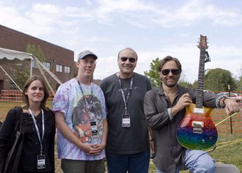 Guitar great Al DiMeola, right, with the Al D model Paul Reed Smith guitar with (from left): musicians Andrea Iglar & Mark DeMeno, and Frank DeFina of PRS Guitars
