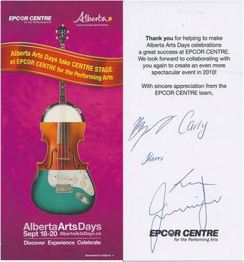 Epcor Centre For The Arts, For Performing At Alberta Arts Days
