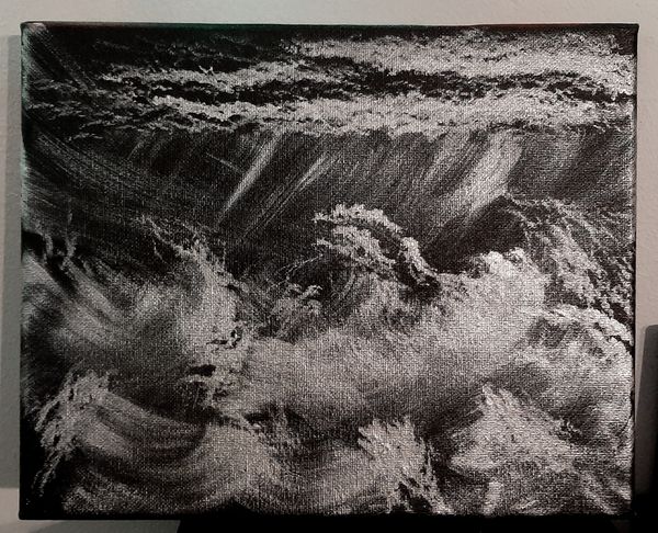 Silver Storm on the Sea (original 8x10" canvas)