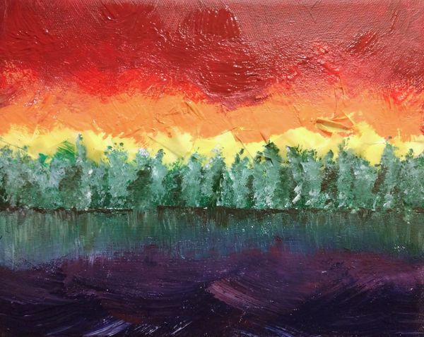 Landscape in rainbow colors