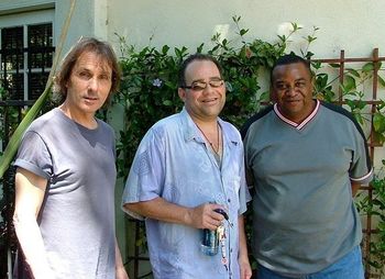 Gary Mallaber, Dave Widow and Reggie McBride at basic recording sessions for "Waiting For The World To End"
