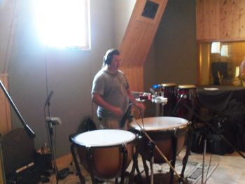 Dean Bullock starting the percussion tracks on The Approaching Storm
