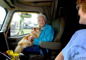 Margarette holds Quark, Annabella's dog, who came along for the ride.
