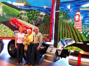 Look closely: Margarette & the CRST folks are standing in front of a semi parked indoors at the largest truck stop in America in Walcott, Iowa. 6/8/11
