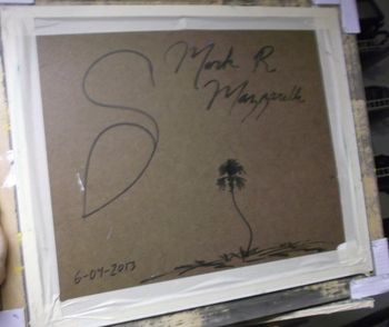 The backside of 'Florida Wilderness -Everglades' artist sketch (He always Signs his name & draws a black Egret Logo on the back ......and sometimes draws a sketch too!)
