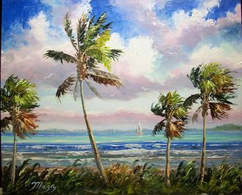 "Indian River Wind"20 by 24" Oil on Masonite Board. Palette Knife and brush. June 1st, 2009 (Collector from Tallahassee, Florida)
