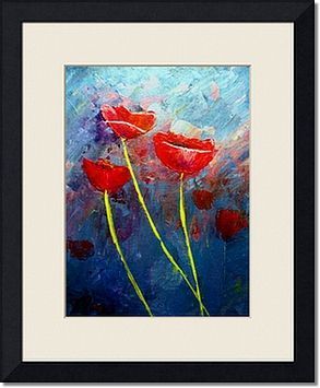 ' 3 POPPIES '  Palette knife painting.  8 by 10" Acrylic.  Painted April 2nd, 2013
