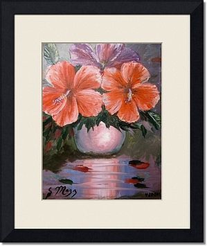 "Hibiscus Flowers in a Vase" Original Acrylic Painting 11 by 17". Mazz painted this with a palette knife and a brush...Painted April 20th 2013. This Original Painting is available or you can Buy a Quality Framed Print Here!
