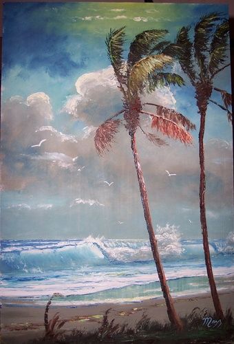 Tall Coconut Palms. Oil on Board, Painted March 13th, 2007
