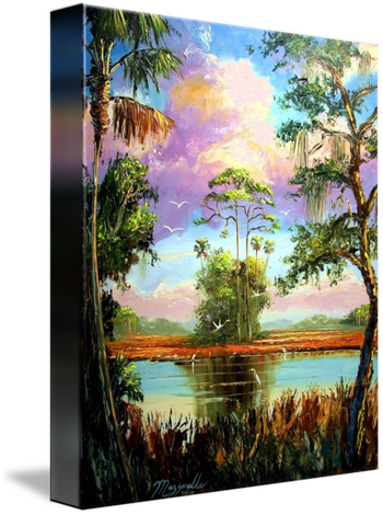 "Majestic Florida Wild" Featured on the Cover of Book;  "Mazz Florida Dreamscapes"  ISBN #1495287920   .Oil on Board 16 by 20".  March 25th 2008..(The Original is in Private Collection) BUT You can  Buy a Framed  or Unframed Print Here! 
