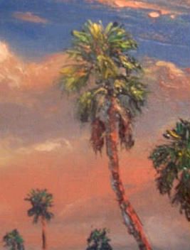 Close up of palm tree. Palette Knife work
