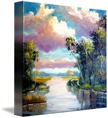 "Wild Florida Marsh River"24 by 24" Oil on Masonite Board. Palette Knife & brush. August 30th, 2008(SOLD - Collector from Palm Beach Gardens, FL) Y    Buy a Framed  or Unframed Print Here! 
