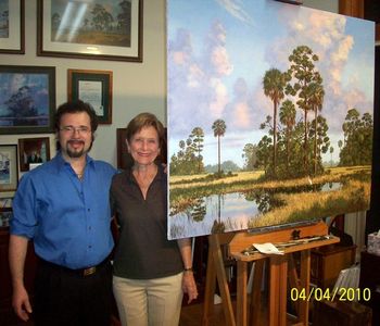 Florida Landscape Artist Jackie Brice and Artist Mark "Mazz" Mazzarella. May 2010. "Jackie is a nice person and one of the Best Florida artists around. She taught me a few things including: paint mixing color techniques & some tips which she learned from her teacher,Beanie Backus".
