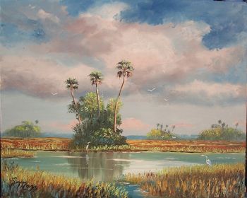"Everglades Beauty" " 16 by 20" Oil on Board. (lots of palette knife) Painted Feb 3rd 2007 (SOLD - Collector in Xenia, OH)
