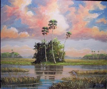 'Everglades Beauty' 20 by 24" Oil on Masonite Board. Lots of Palette knife & brush. Nov. 18th 2007 (IN PRIVATE COLLECTON)
