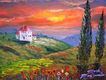 'Tuscany Fire Sky'   11 by 14". 100% Palette knife. Jan. 22nd 2014
100% Palette knife.
This Original Art is Available to Purchase.............or you can BUY TUSCANY GIFTS HERE!
