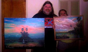 'I love the Back Country Florida fire sky scenes which Mazz creates' says Dave Hlubek, Lead Guitarist of Molly Hatchet band. ...Two more Oil Paintings from my personal collection. Seen here is Dave and his fiance Jeannie
