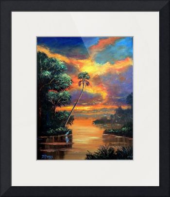BUY FRAMED PRINTS. Fire Sky Scene 16by20" Palette Knife & brush. Oil on Board. Painted October 20th, 2006 (SOLD - Collector in Gansevoort, New York)  (Original is SOLD)  But You can  Buy a Framed  or Unframed Print Here! 
