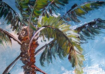 Close Up of Palette Knife Work on 'Royal Poinciana (Flamboyant Tree)' June 20th 2010
