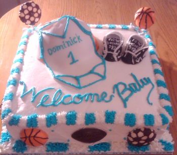 Sports Themed baby shower cake
