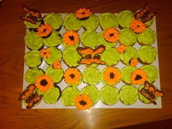 Flower Garden cupcakes w/chocolate butterflies
