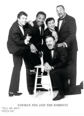 The Rob Roys, (left to right) Bob Thierer, Stuart Orlando Morgan, Alex Augustine, Leon Mclean, Norman Fox (kneeling)
