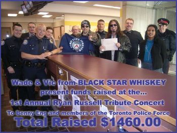 Through our fans, friends, Benny Eng, local bands, Crucial Volume, MCRAE band, Retro Boogie... and all our website supporters... you all made this a success for the Russell Familly, wife Christine and 2 year old son Nolan. Thank-you all for your compassion & support! BLACK STAR WHISKEY

