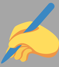 Hand with a blue pen writing