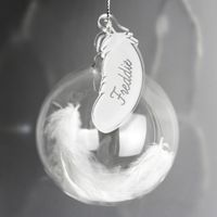 White Feather Glass Bauble