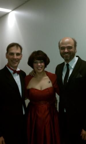 Jo Wymer with Tony Winner Angelo Fraboni and Scott Adsit (from 30 Rock) at the 2011 Madison Theater Gala - New York
