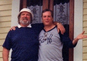 Bob with Larry Jon Wilson in Perdido Key, Florida before a show for The Frank Brown International Songwriter's Festival at the Flora-Bama Bar. Nov. 1993
