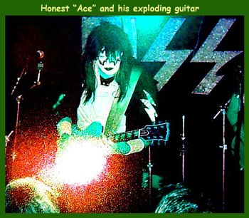 Bob as Ace Frehley complete with exploding guitar at a Kiss tribute show for Halloween at Buffalo's Cafe in Statesboro, GA 1996
