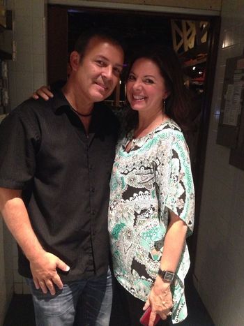Sol  visiting with Marcia Ramirez backstage after the Christopher Cross show 2014
