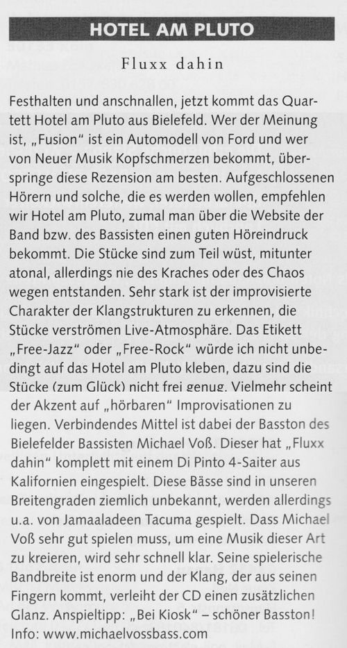 Hotel am Pluto - Dazwischen CD Bassprofessor 05/214 Ausgabe 77