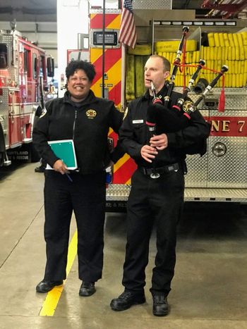 Fire Chief Sara Boone with Dusty at Station 7
