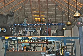 Crazy stage above the bar at La Garra sports bar
