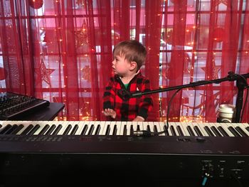 Baby Nolan on keys at Grinderhouse Coffee
