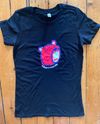 Women's Fitted with Gummy Bear Head over Black Short Sleeve Shirt