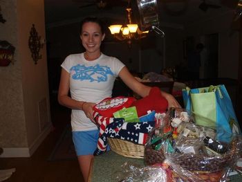 Casey Carpenter with the baskets she won at the raffle.
