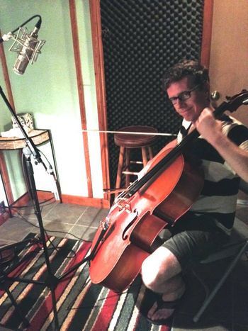 Eamon MacLoughlin adding cello and violin parts to the tracks
