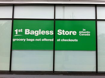 No bags at this grocery store! Now that's green!

