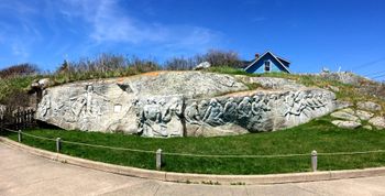 The amazing Fishermen's Monument, hand-carved by William deGarthe. Peggy's Cove, NS
