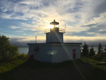 We couldn't believe how fortunate we were to catch this sunset at Long Eddy Point Lighthouse. We could see a wall of fog rolling in across the water. The sun was beaming & clouds were changing quickly. Absolutely beautiful...
