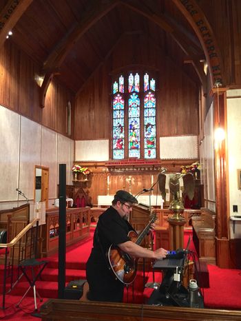 Soundcheck in beautiful Christ Church in Port Rexton, NL.
