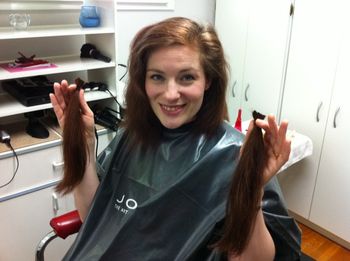 The cut is done! Two 10-inch ponytails!
